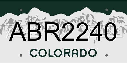 ABR2240 Colorado License Plate