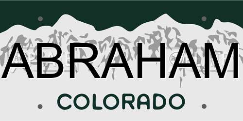 ABRAHAM Colorado License Plate
