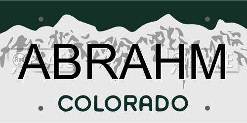 ABRAHM Colorado License Plate