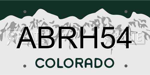 ABRH54 Colorado License Plate