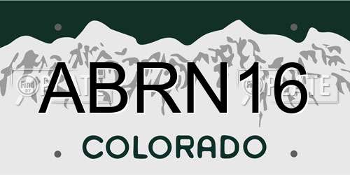 ABRN16 Colorado License Plate