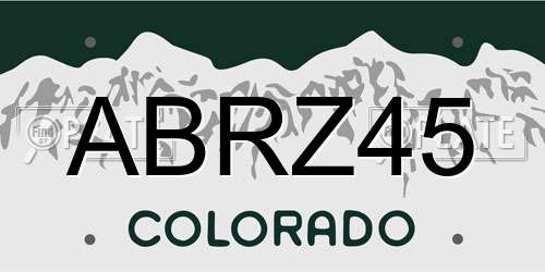 ABRZ45 Colorado License Plate