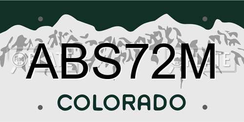 ABS72M Colorado License Plate