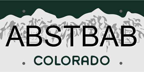 ABSTBAB Colorado License Plate