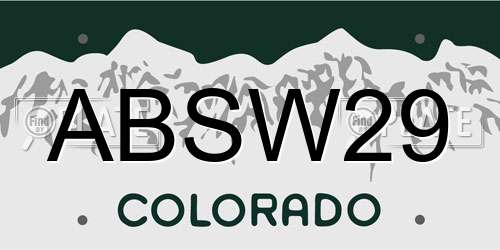 ABSW29 Colorado License Plate