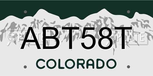 ABT58T Colorado License Plate