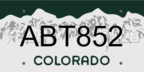 ABT852 Colorado License Plate