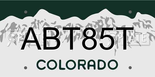 ABT85T Colorado License Plate