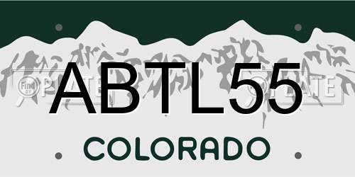 ABTL55 Colorado License Plate