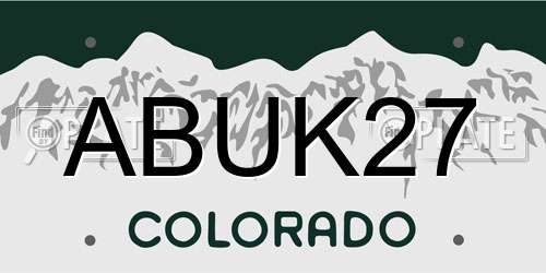 ABUK27 Colorado License Plate