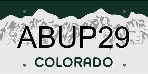 ABUP29 Colorado License Plate