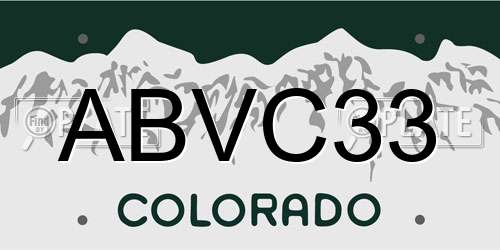 ABVC33 Colorado License Plate