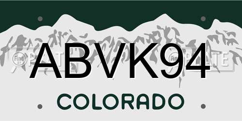 ABVK94 Colorado License Plate