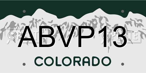 ABVP13 Colorado License Plate