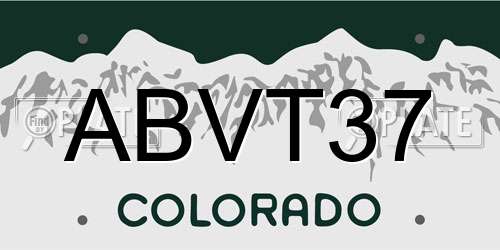 ABVT37 Colorado License Plate