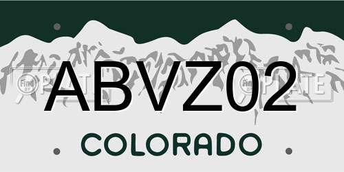 ABVZ02 Colorado License Plate