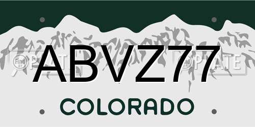 ABVZ77 Colorado License Plate