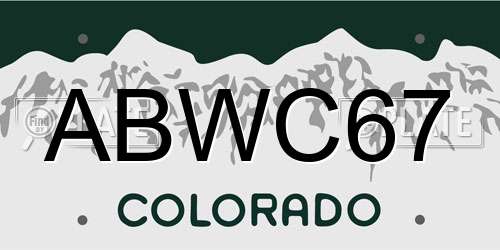 ABWC67 Colorado License Plate