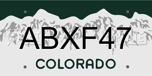 ABXF47 Colorado License Plate