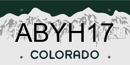 ABYH17 Colorado License Plate