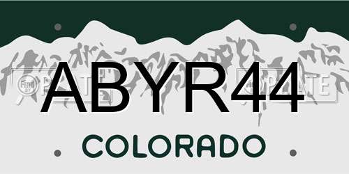 ABYR44 Colorado License Plate