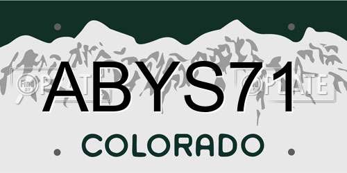 ABYS71 Colorado License Plate