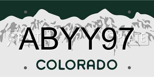ABYY97 Colorado License Plate