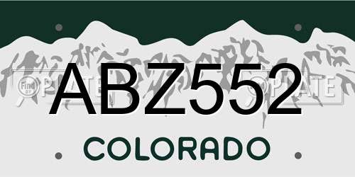ABZ552 Colorado License Plate