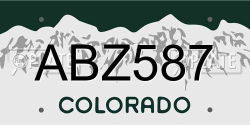 ABZ587 Colorado License Plate