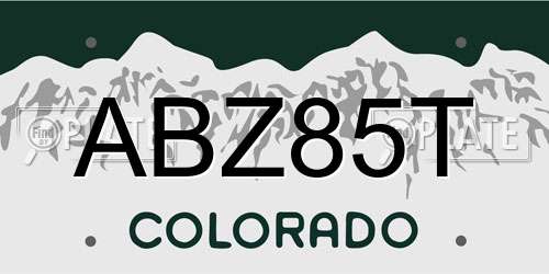 ABZ85T Colorado License Plate