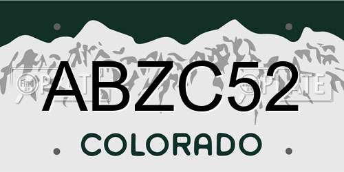 ABZC52 Colorado License Plate