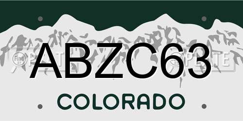 ABZC63 Colorado License Plate