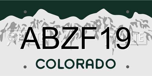 ABZF19 Colorado License Plate