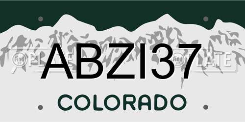 ABZI37 Colorado License Plate