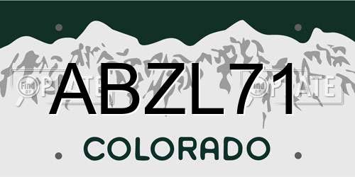 ABZL71 Colorado License Plate