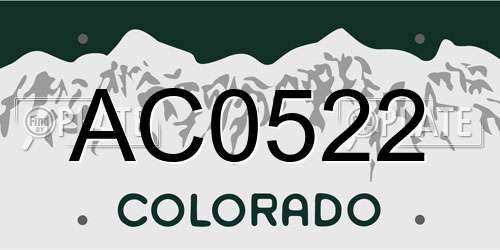 AC0522 Colorado License Plate
