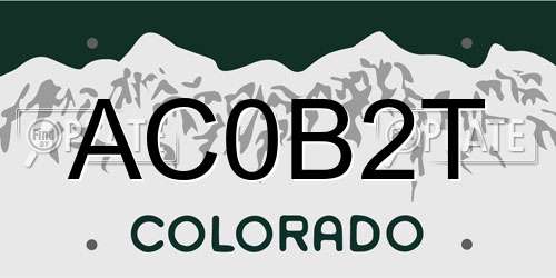AC0B2T Colorado License Plate