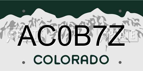 AC0B7Z Colorado License Plate