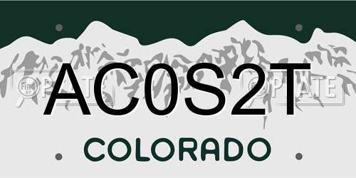 AC0S2T Colorado License Plate
