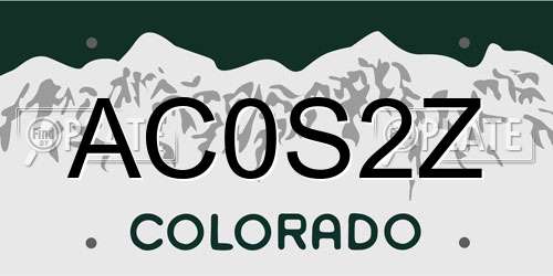 AC0S2Z Colorado License Plate