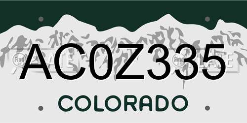 AC0Z335 Colorado License Plate