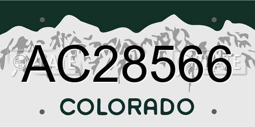 AC28566 Colorado License Plate