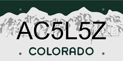 AC5L5Z Colorado License Plate