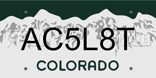 AC5L8T Colorado License Plate