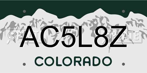 AC5L8Z Colorado License Plate
