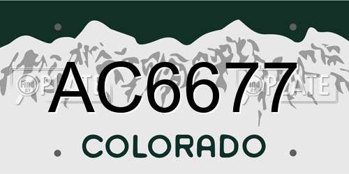 AC6677 Colorado License Plate