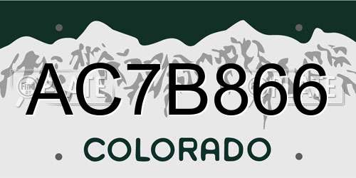AC7B866 Colorado License Plate