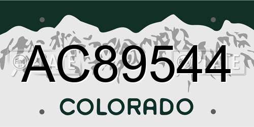 AC89544 Colorado License Plate