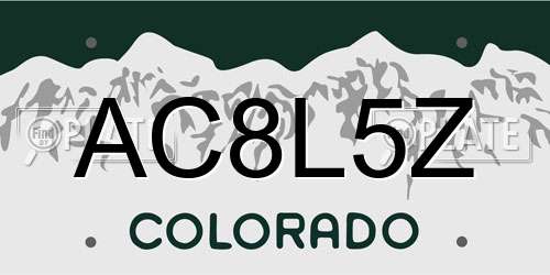 AC8L5Z Colorado License Plate