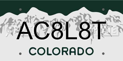 AC8L8T Colorado License Plate